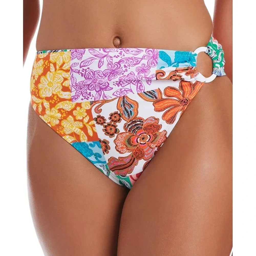 Bar‎ III Womens Large Beachside Boheme Ring-Side High-Leg Bikini Bottoms 2129